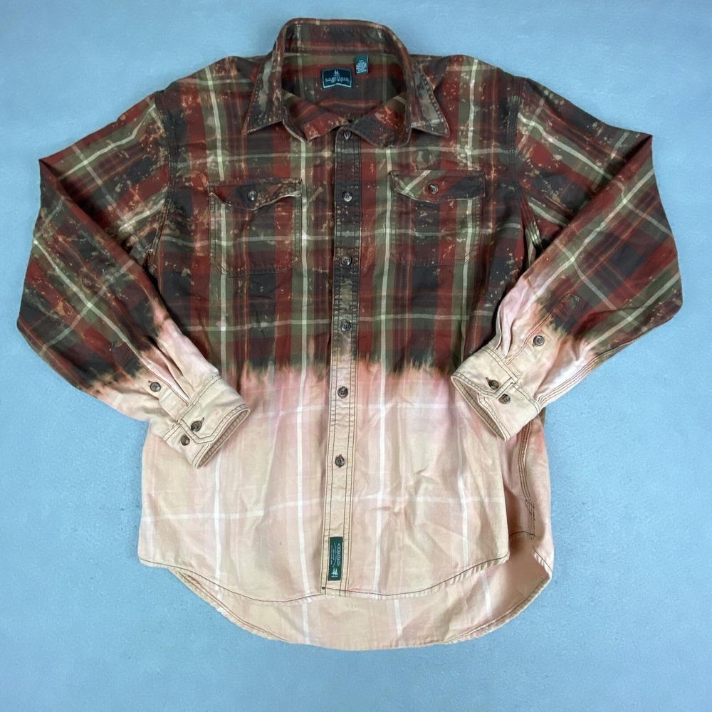 GH Bass Shirt Adult Sz L Flannel Cotton Casual Mens Button Down Ombré Color Fade